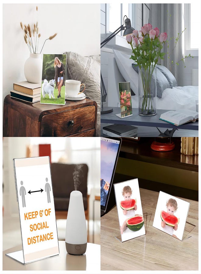 Acrylic Photo Frames, 12Pcs Photo Acrylic Sign Holder, Clear Flyer Display Stand Slant Back Picture for Home Office Restaurant Desk Photo Display, 4x6/6x4 Desktop Photo Picture Menu Document - Image 4